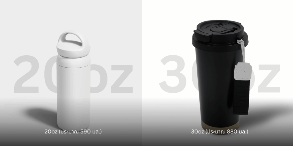 แก้วน้ำสแตนเลส 20oz vs 30oz: ต่างกันอย่างไร? เลือกขนาดไหนดี