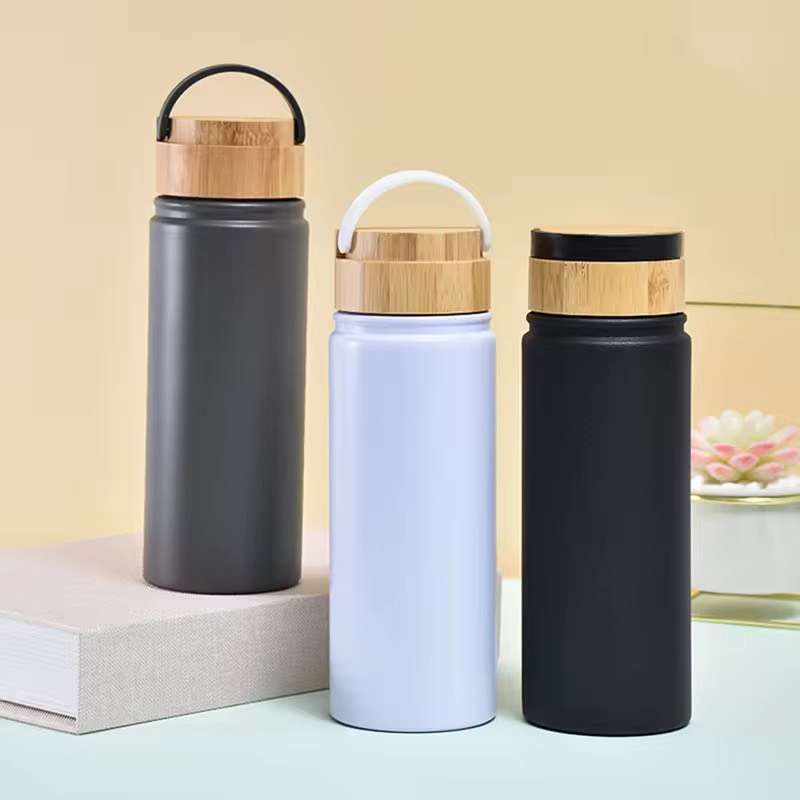 กระบอกน้ำสแตนเลส ฝาไม้ไผ่